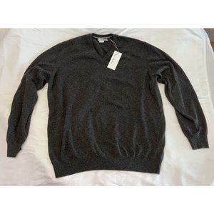 Enzo Mantovani Mens Cashmere V-Neck Knit Sweater Size XXL Charcoal Gray New BNWT